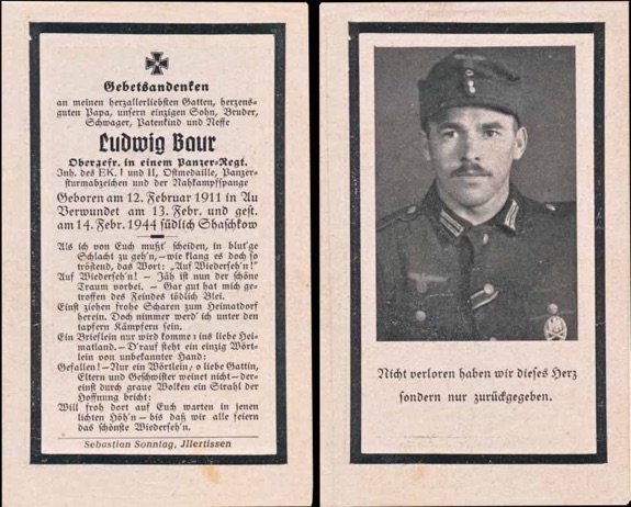 WW2 German Death Card Sterbebild numbered General Assault Badge