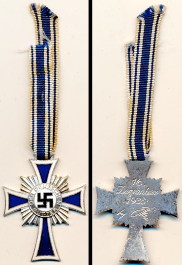 WW2 German Mothers Cross Silver Ehrenkreuz der Deutschen Mutter Silber