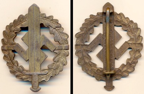WW2 German SA Sport Badge Bronze Wehrabzeichen Henzler Pforzheim 