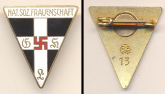 WW2 German NS Frauenschaft member pin badge Christian Lauer RZM13