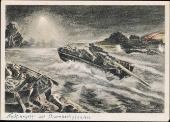 WW2 German Original Postcard Fluchtangriff der Sturmbootpionier