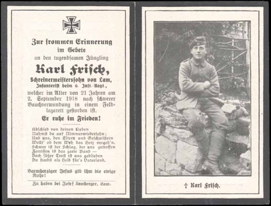 Ww1 German Death Card Sterbebild Infantry St Quentin 1918