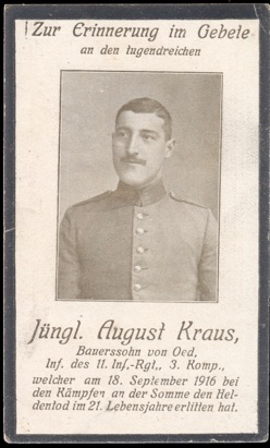 WW1 German Death Card Sterbebild Somme 1916