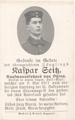 WW1 German Death Card Sterbebild assault St Laurent Blangy 1917