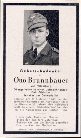 WW2 German Death Card Sterbebild Luftwaffe Nachrichten Aschwan