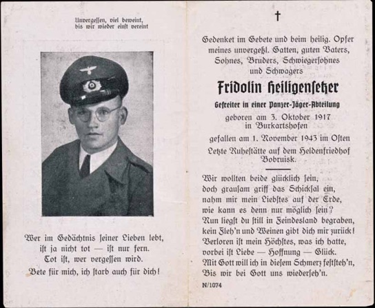 WW2 German Death Card Sterbebild Assault Gunner 1943 Sturm Geschuetz