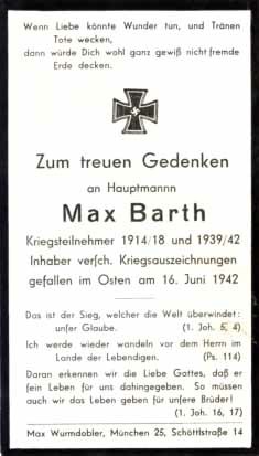 WW1 WW2 Death Card Sterbebild Hauptmann 1942