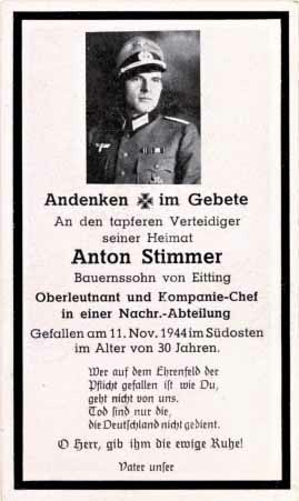 WW2 Army Death card Sterbebild Hauptmann Iron Cross