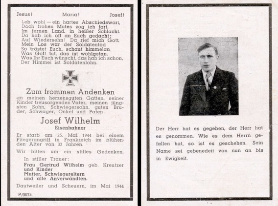 WW2 German Death Card Sterbebild Railway Chalous sur Marne Aerial Bombing