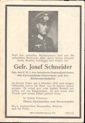 Ww2 German Death Card Sterbebild Iron Cross Infantry Assault