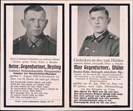 WW2 German Death Card Sterbebild Brothers Le Mans France  August 1944