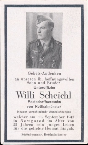 WW2 German Death Card Sterbebild Grenadier Regiment 19 Nowgorod 1943