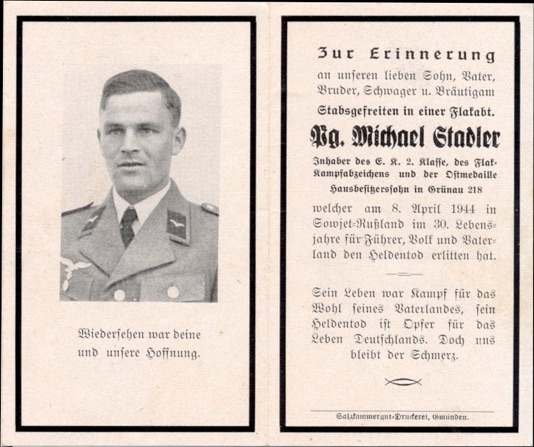 WW2 German Death Card Sterbebild Luftwaffe Flak Iron Cross Krim 1944