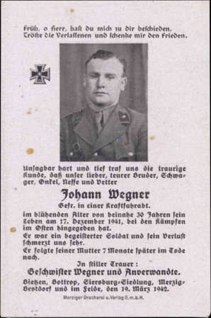 WW2 German Death Card Sterbebild NSKK Driver Unit 1941