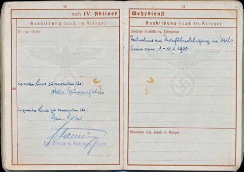 WW2 German Wehrpass Organisation Todt Dienstbuch NCO School