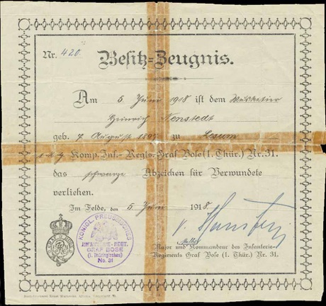 Ww2 German Wehrpass Black Wound Badge Document Graf Bole WW1